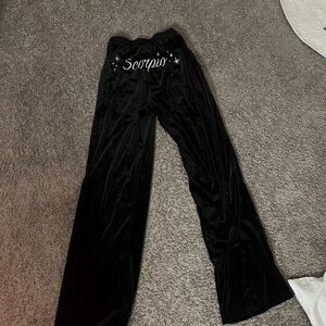Black Scorpio Embroidered velvet Pants